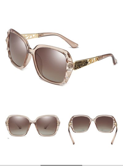 Buy Polarized Women's Square Sunglasses - Shiny Brown Frame Lenses in Saudi Arabia