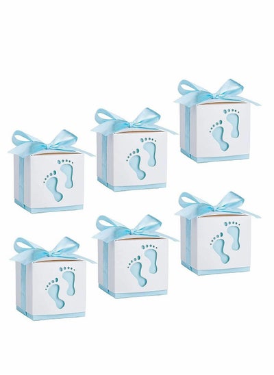 Buy Candy Favour Gift Boxes, Ribbon Box, 50 Pieces Baby Box, Footprints , for Showers, Kids Birthday, Wedding Party, Partys (Blue) in UAE