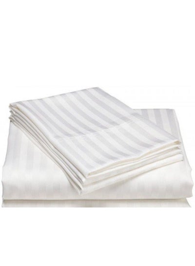 Buy Striped Single Duvet Cover White Cotton 170*240 cm in Saudi Arabia