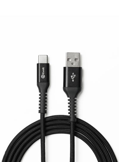 اشتري CBL-300 USB-A to Type-C Fast Charge & Sync Tangle-free fishing net wire braided cable, Supports quick charging, 30,000x bend-tested Cable 1.2M BLACK في الامارات