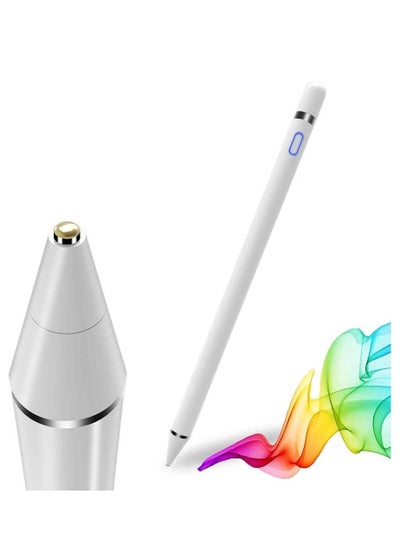 Buy Active Stylus Pen for Touch Screen Compatible with iOS Android Microsoft Tablets Phone Handwriting and Games Fine Point Digital Capacitive Drawing Pen Palm Rejection White in UAE
