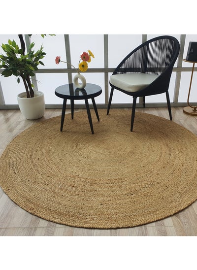 Buy Ramsha Handmade jute carpet BR-016 round rug for bedroom living room jute rug outdoor rug. in UAE