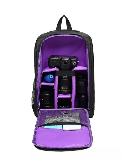 Buy Nylon DSLR Camera Backpack With Rain Cover Purple Black/Purple in Saudi Arabia