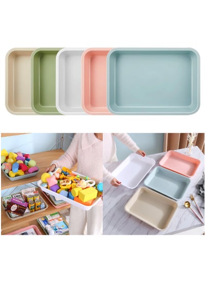 اشتري 5 Pack Morandi Colored Art Trays, Stackable Plastic Craft Trays for Painting, Beading & DIY Projects, Classroom & Home Storage (14.3 x 10.4 x 2 Inches) في الامارات