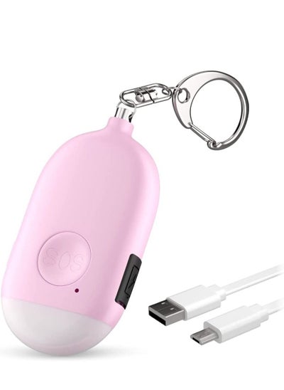 Buy Personal Alarm Keychain for Women Self Defense USB Rechargeable 130 dB Loud Safety Siren Whistle with LED Light Panic Button or Pull Pin Alert Device Key Chain in Saudi Arabia