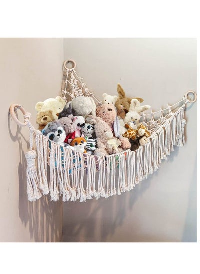 اشتري Stuffed Animal Toy Hammock Macrame with Light, Corner Toy Corner Hammock Organizer Display Holder Net for Hanging Stuff Animals في الامارات