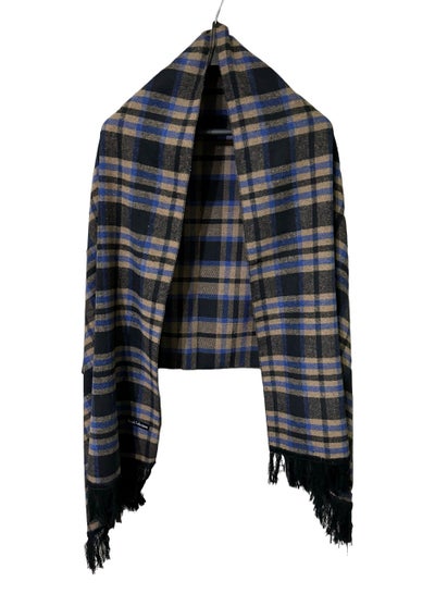 Buy Plaid Check/Carreau/Stripe Pattern Winter Scarf/Shawl/Wrap/Keffiyeh/Headscarf/Blanket For Men & Women - XLarge Size 75x200cm - P07 Black / Camel in Egypt