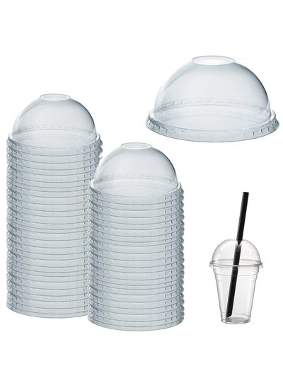 اشتري Dome Lids for Cups, Crystal Clear PET Plastic Dome lids With Straw Slot Fits 14, 16, 20, & 24 oz Cups, Suitable for Iced Coffee, Milkshake, Ice cream, Slush, Smoothy, Party, 100 Pack في الامارات