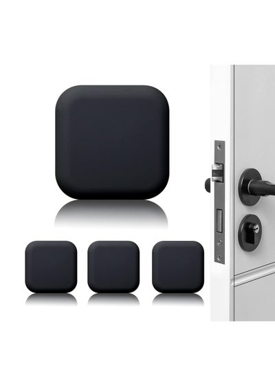 اشتري Door Stoppers Wall Protector, Door Handle Silicone Crash Pad, 4 Pieces Self-Adhesive Door Rear Buffers Quiet Anti-Bump Pads Furniture Accessories for Home Office (Black) في السعودية