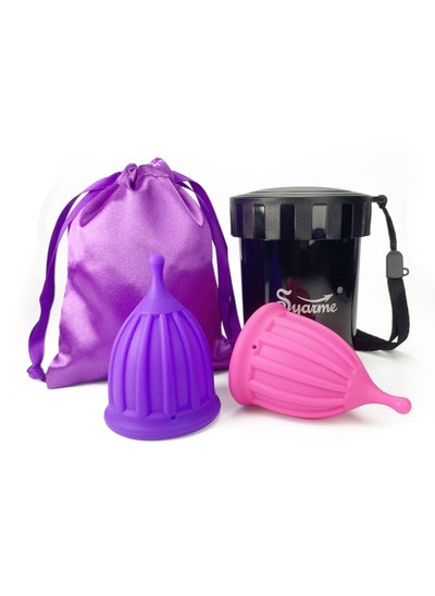 Buy Menstrual Cup, Reusable Period Cup, Made of Medical Silicone, Replacement for Tampons and Pads, Contains 2 Menstrual Cups, Washing Sterilizer Bottle and Cloth Bag in Saudi Arabia