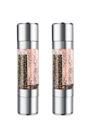 Buy 2 in 1 Manual Salt Pepper Grinder, 2Pack Sichuan Pepper Black Pepper White Pepper Mills, Double End Seasoning Grinding Millers for Rose Salt Sea Salt Coarse Salt, Stainless Steel Kitchen Tools in UAE