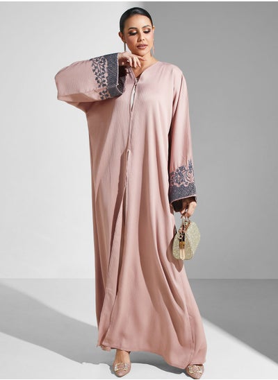 Buy Embroidered Flared Sleeve Abaya in UAE