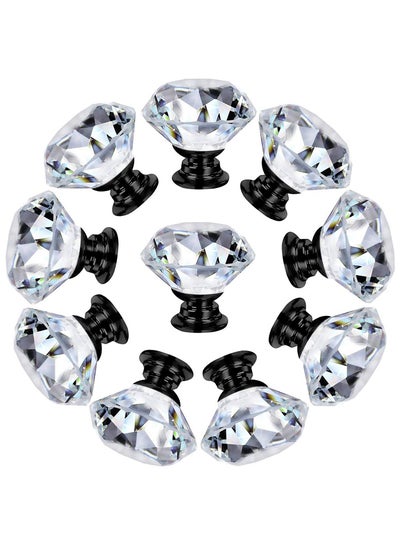 اشتري 10 Pack Dresser Drawer Cabinet Knobs 30 mm Diamond Shaped Crystal Glass Knobs Pulls for Kitchen Wardrobe Cupboard في الامارات