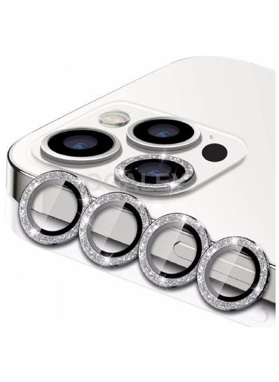 Buy Camera Lens Protector  Protection Camera Cover Tempered Glass Screen Protector Diamond Metal Individual Ring For 13Pro 13 ProMax 2021 Rose White in UAE