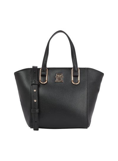 Buy Women's Monogram Plaque Medium Tote Handbag -  Polyurethane, Black in Saudi Arabia