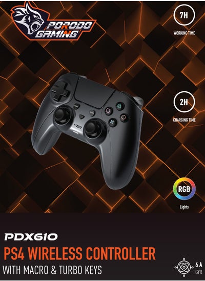 Buy Porodo Gaming PS4 Gamepad Controller 600mAh - Black Phantom in UAE