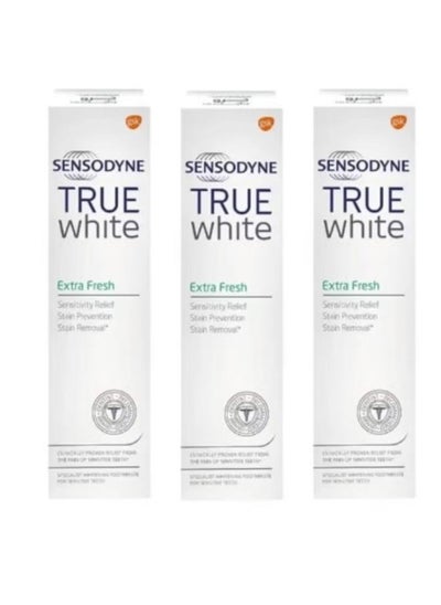 Buy 3 pieces True White Extra Fresh Professional Whitening Toothpaste for Sensitive Teeth 75ml in Saudi Arabia