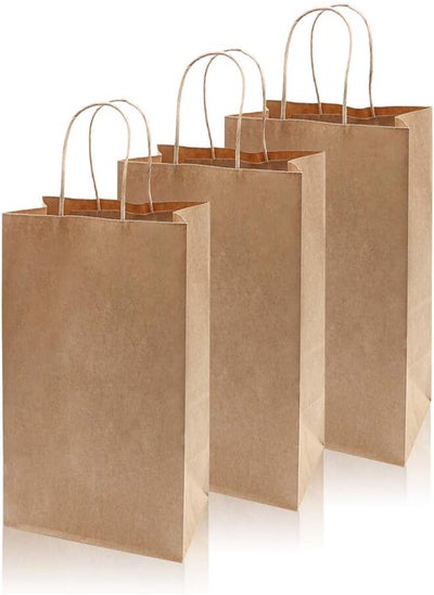 اشتري Kraft Paper Bags, 20 Pieces 8.26 * 4.17 * 10.63 Inch Brown Handles Kraft Paper Gift Bags Bulk Ideal for Supermarket Shopping, Craft Bags for Party Gifts, Bread Coffee, Restaurant Takeouts, Retail في مصر