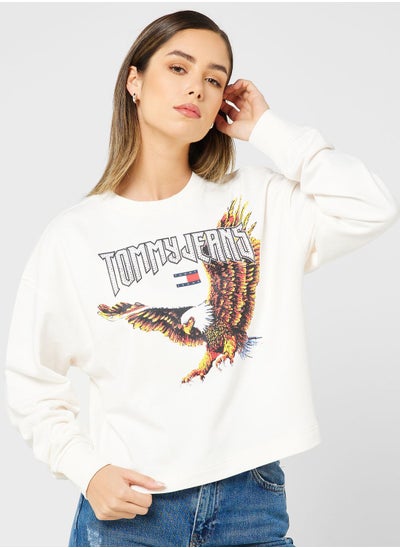 Buy Eagle Print Knitted Sweatshirt in Saudi Arabia