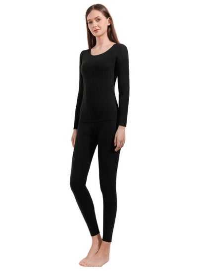 Buy Women's Thermal Underwear Breathable Set of Pants and Thermal Shirt Women, Shirt with Thin Bottom and U-Neck Thermal Underwear in Saudi Arabia