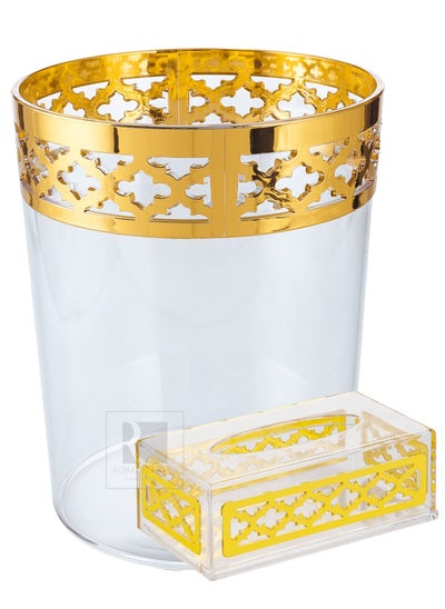 اشتري Deluxe Acrylic Dustbin and Tissue Box Holder Dispenser Tissue Box Cover for Bathroom Bedroom Dresser Countertop Desk or Office في السعودية