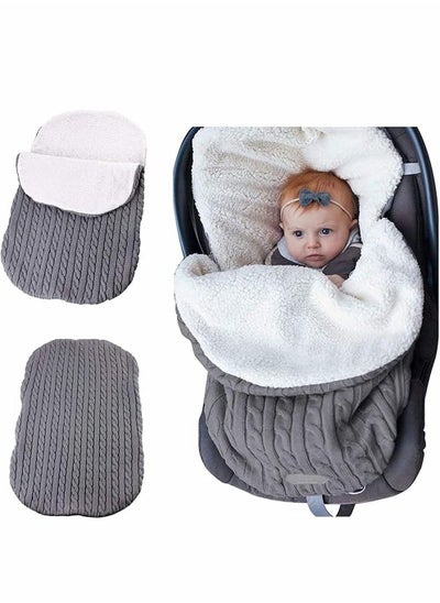 اشتري Newborn Baby Swaddle Blanket, Thick Warm Strollers Knit Blanket Plus Velvet, Baby Kid Toddler Fleece Sleeping Bag Sleep Sack Stroller Warp For Baby Gril Or Boy (Gray) في الامارات