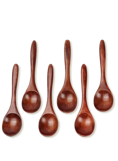 Buy 6Pcs Wooden Honey Spoons Multi-purpose Wood Spoon Soup Spoon Teaspoon for Coffee Tea Jam in UAE