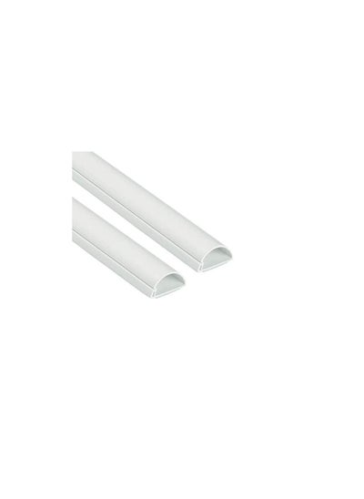 Buy 1 Meter White Floor PVC Trunking With Self Adhesive Red Sticker Wall Cord Cover Cable in UAE