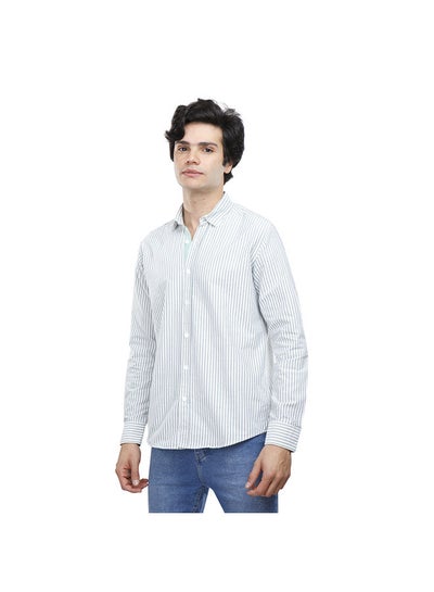 اشتري Coup Strip Shirt For Men - Regular Fit - Green & White في مصر