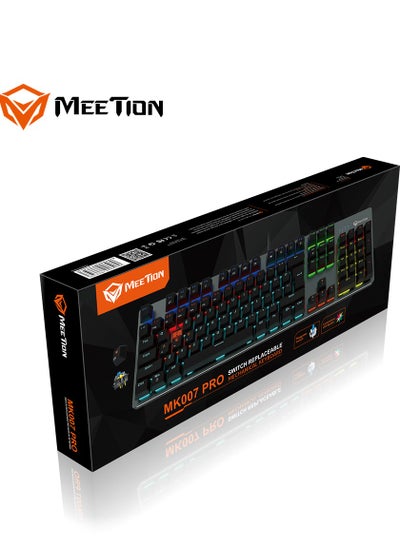 Buy Meetion MK007 PRO Hot swap Mechanical Keyboard Pluggable Switch Full keys Anti-ghosting Colorful LED Backlight customizable autonomously Keyboard (Black) in UAE