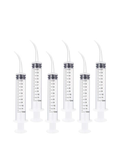 Buy 6 Pack Pet Feeder 12ml with Curved Tip Dental Irrigation Syringe for Rinse Oral Care, Tonsil Stone Jet Liquid Injection, Oil, Glue, Lab Pet Feeding (with Clear Measurements) in UAE