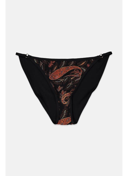 اشتري Women Allover Print Pull On Bikini Bottom, Black في الامارات