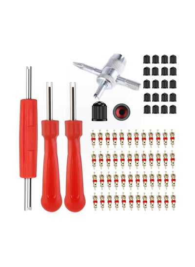 اشتري Showay Valve Core Remover With 20Pcs Schrader Valve Cores Dual Single Head Valve Core Remover Tire Repair Tool, Red, Cartool01 في الامارات