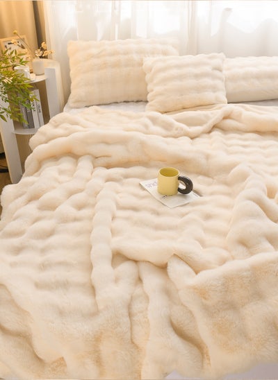 Buy Winter Blanket Thickened Double-sided Plush Blanket Bedroom Throw Blanket Soft Warm Rabbit Fleece Throw Blanket in UAE