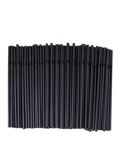 Buy 100PC Flexible Disposable Plastic Drinking Bendy Straw Black 6Mm in UAE