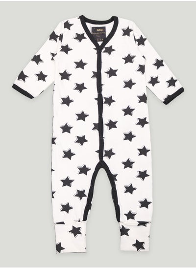 اشتري Kidbea Organic Cotton fabric full sleeves & full buttons Romper | Star | Blue في الامارات