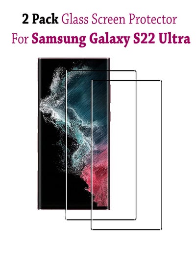 اشتري 2 Pack Tempered Glass Screen Protector For Samsung Galaxy S22 Ultra - Black في السعودية