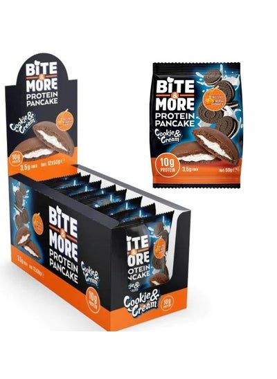 اشتري Bite & More Protein Pancake 50g Cookies And Cream Pack of 12 في الامارات