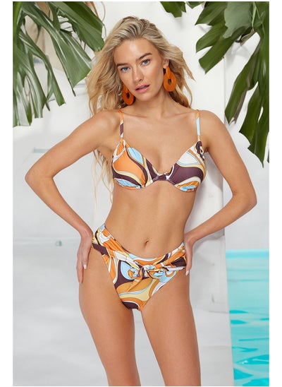 Buy Abstract Pattern Balconette Tied High Waist High Leg Regular Bikini Set TBESS24BT00056 in Egypt