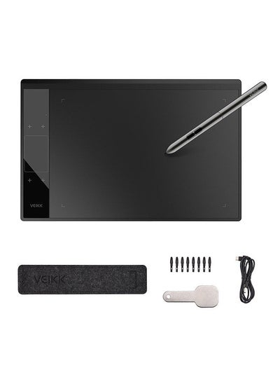 Buy A30 Graphics Drawing Tablet 10 x 6 Inch Large Active Area Smart Gesture Touch-Control 8192 Levels Pressure Art Graphics Tablet with Battery-free Stylus 8 Pen Nibs in Saudi Arabia