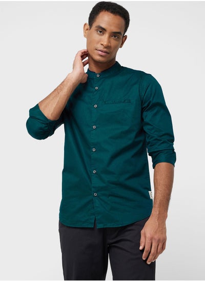 Buy Thomas Scott Classic Slim Fit Mandarin Collar Cotton Casual Shirt in Saudi Arabia