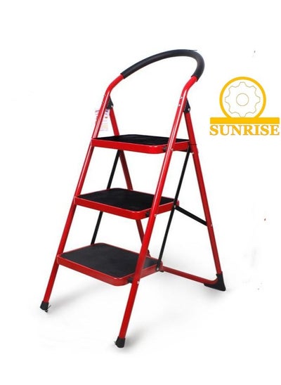 Buy Ladder 3 Step Foldable Ladder Folding Step Stool with Wide Anti Slip Pedal Home Steps Sturdy Steel Ladder Handy Handle Portable Steel Step Stool in UAE