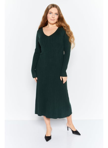 Buy Women Solid Midi Dress, Green in Saudi Arabia