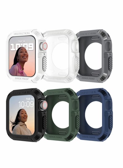 اشتري 6 Pack Case Compatible with Apple Watch Series 8/7 45mm, Rugged Protective Soft TPU Bumper for iWatch Scratch Resistant Full 45mm Cover Men Women, Colors في الامارات