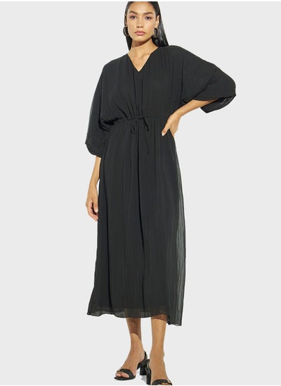 Buy Tie Detail Pleated Dress in Saudi Arabia