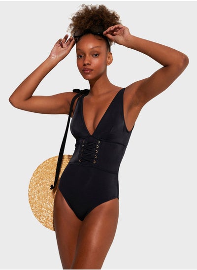 Buy Button Detail Swimsuit in UAE