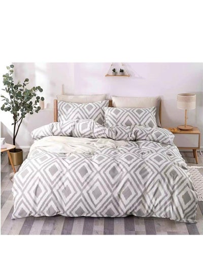 اشتري King Size Stylish Comforter Set, 100% Cotton Multicolor, Fitted Bedsheet 6Pcs set, 220x240cm في الامارات