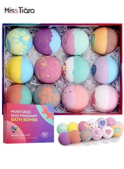 اشتري 12Pcs Bath Bombs Set for Girls and Women Luxury SPA Relax Vegan Fizzy Bath Bomb Set في الامارات