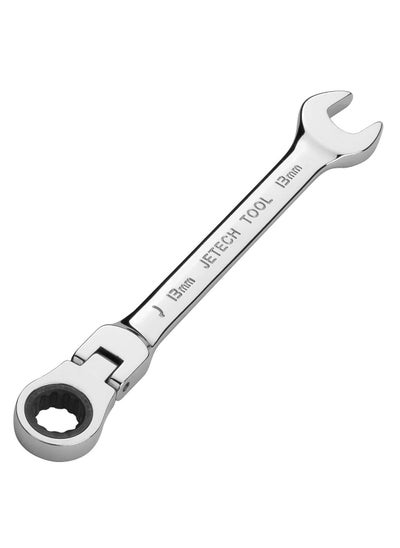 اشتري Jetech 13mm Flexible Head Ratchet Combination Wrench, Industrial Grade Flex Ratcheting Spanner, Heat-Treated Cr-V Alloy Steel, 12 Point Ratchet Box Ended and Open End Spanner, Flex-Head Gear Wrench في الامارات