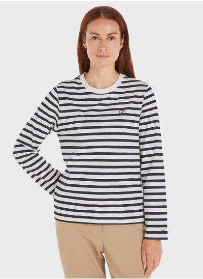 Buy Crew Neck Striped T-Shirt in UAE